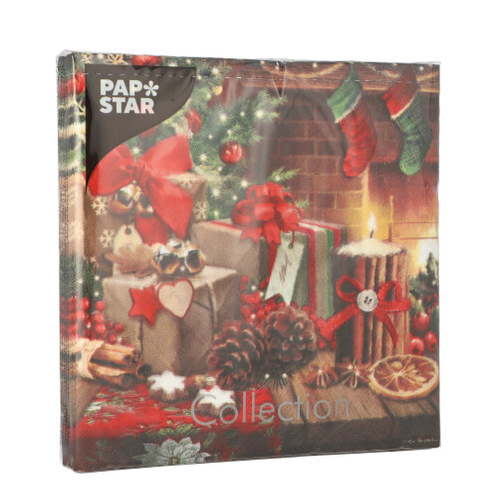 Papstar Servietten, 3-lagig 1/4-Falz 33 cm x 33 cm "Cozy Christmas"