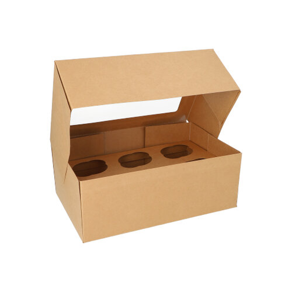 Papstar Cupcake-Kartons eckig 10 cm x 27 cm x 17,5 cm mit Sichtfenster aus PLA