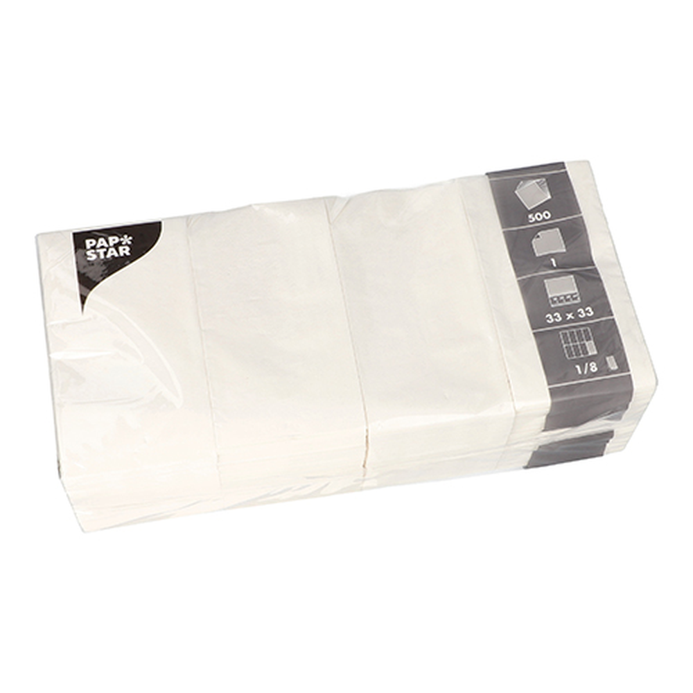 Papstar Servietten, 1-lagig 1/8-Falz 33 cm x 33 cm weiss