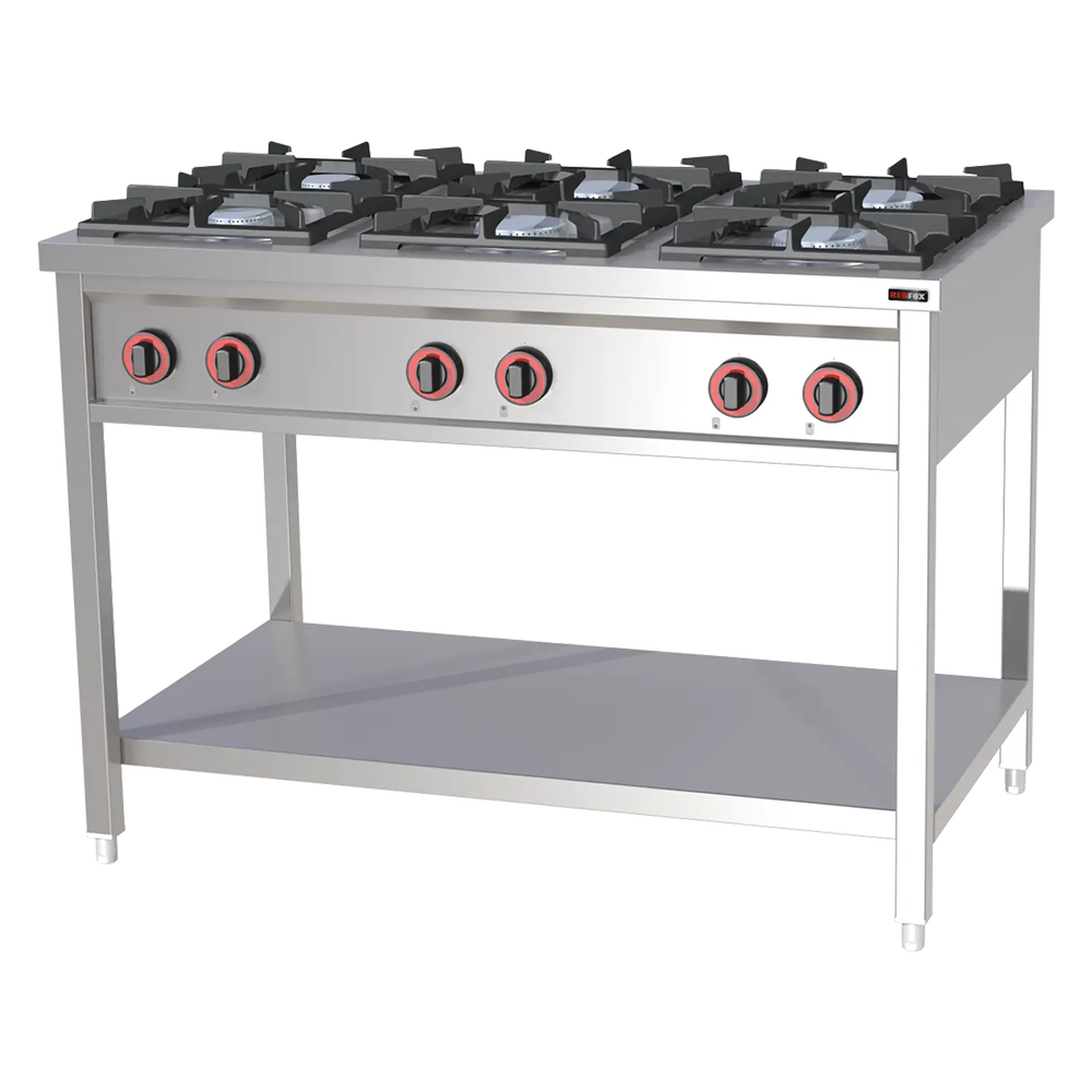RM Gastro Gasherd 6x Brenner mit Unterbau / REDFOX - SPF 120 G