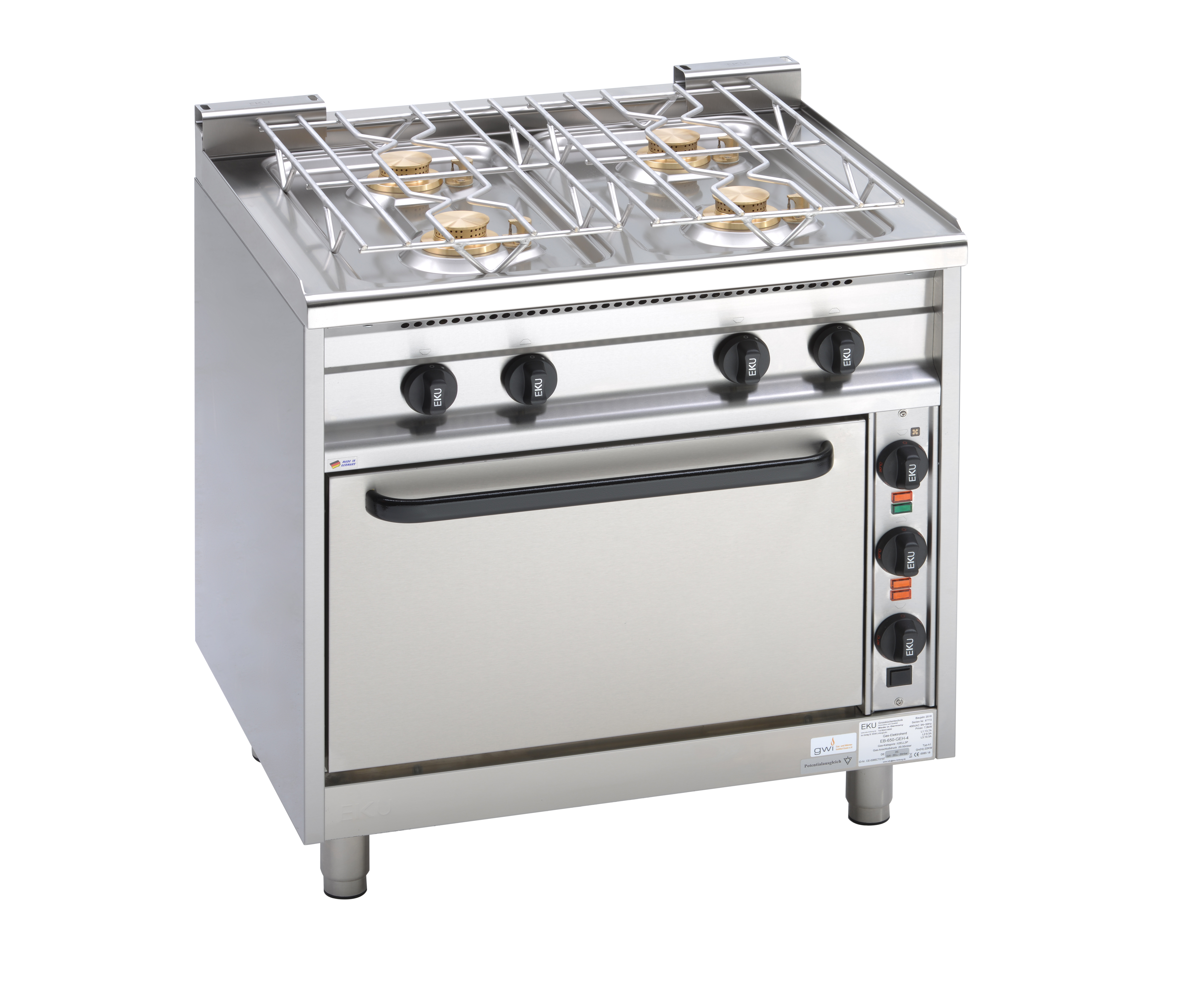 EKU Gasherd POWERBURNER 4 Kochstellen Elektro-Backofen