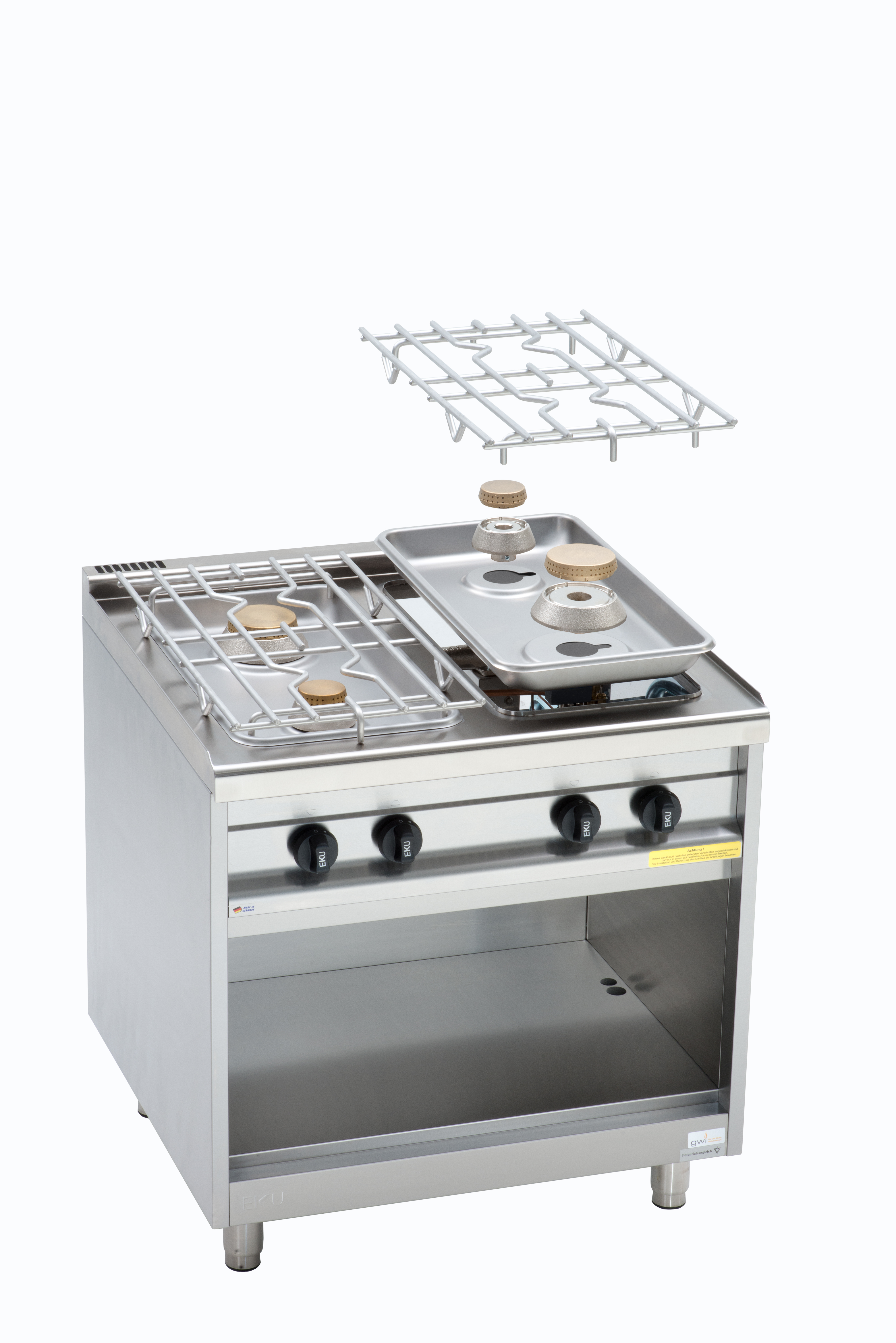 EKU Gasherd POWERBURNER 4 Kochstellen vorne offen
