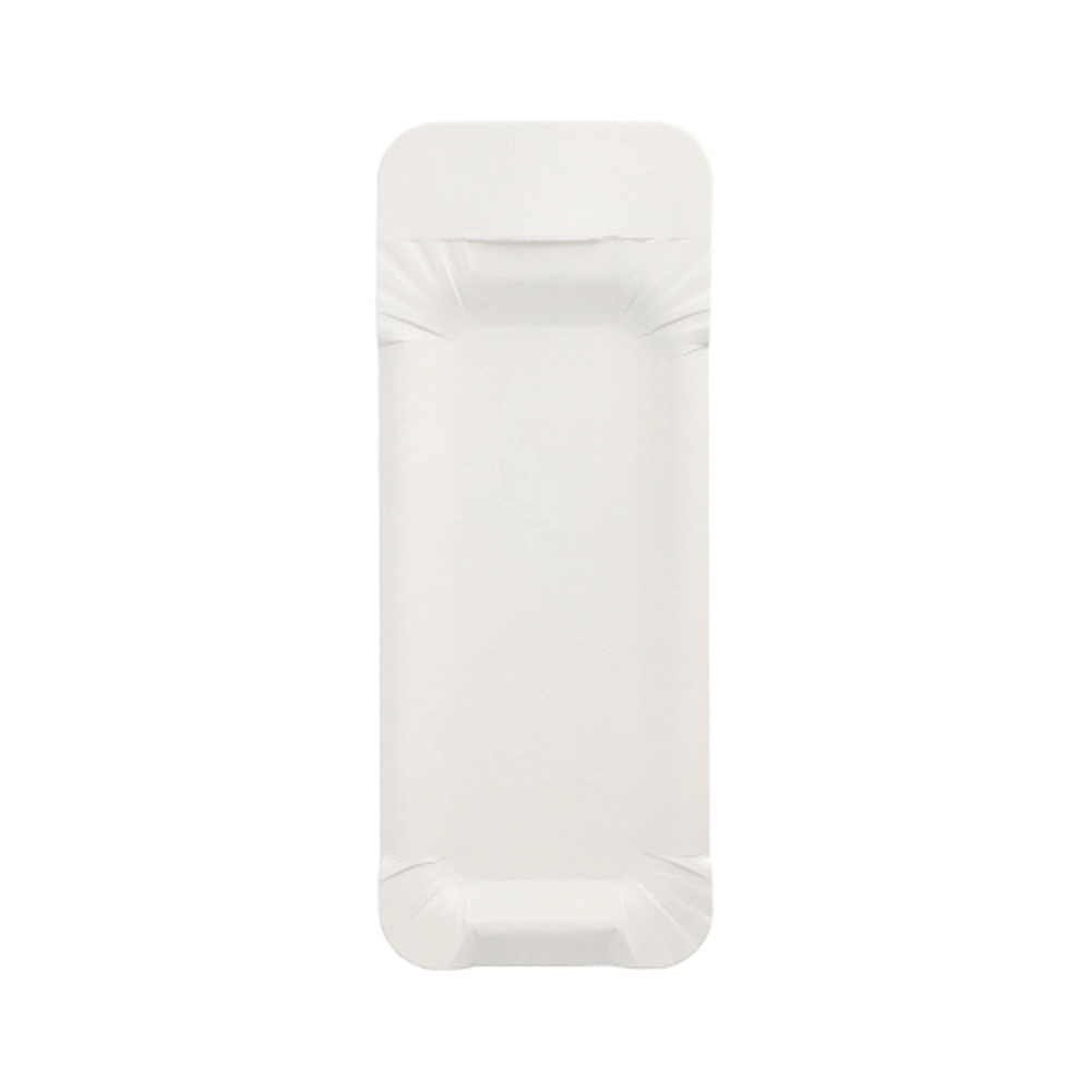 Papstar Teller, Pappe "pure" eckig 8 cm x 21 cm weiss mit Anfasser