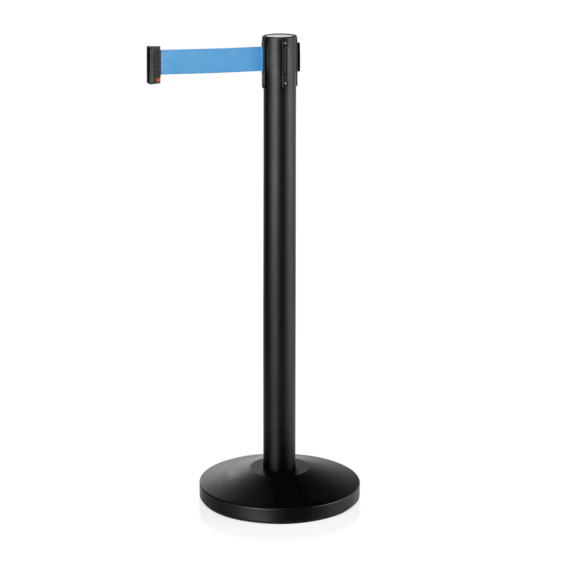 WAS Abgrenzungspfosten LIGHTFLEX, schwarz, 200 cm,blaues Gurtband, pulverbeschic