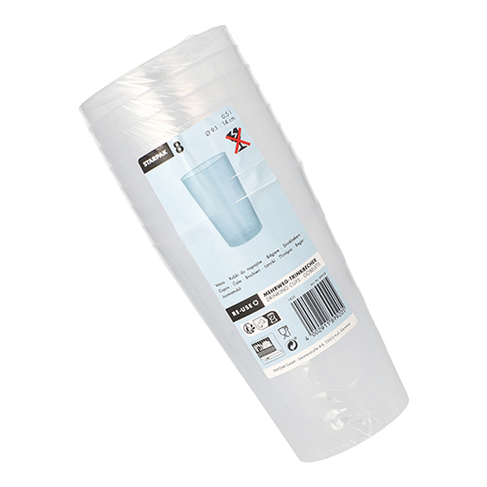 Papstar Mehrweg-Trinkbecher PP 0,5 l Ø 9,1 cm · 14 cm transluzent unzerbrechlich