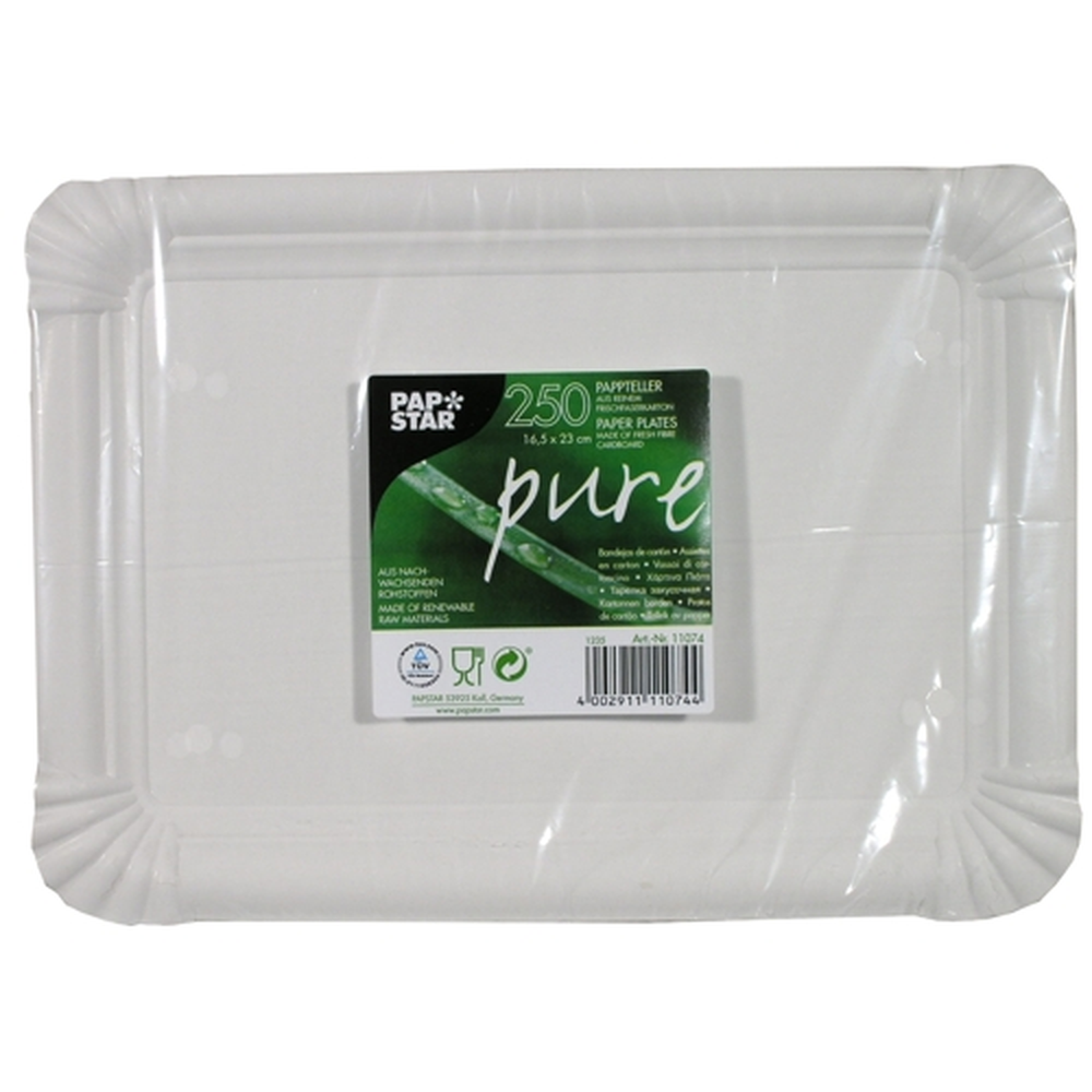 Papstar Teller, Pappe "pure" eckig 16,5 cm x 23 cm weiss