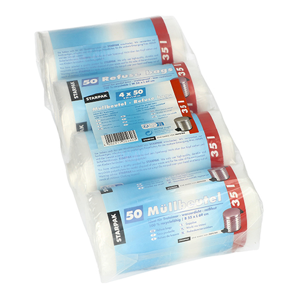 Papstar Müllbeutel, HDPE 35 l 69 cm x 55 cm transparent