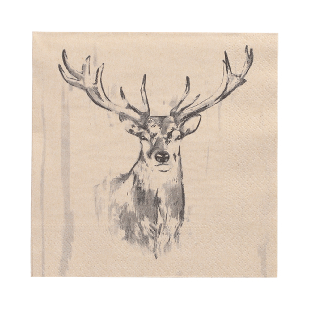 PAPSTAR Servietten, 3-lagig 1/4-Falz 33 cm x 33 cm natur Deer aus recycelte