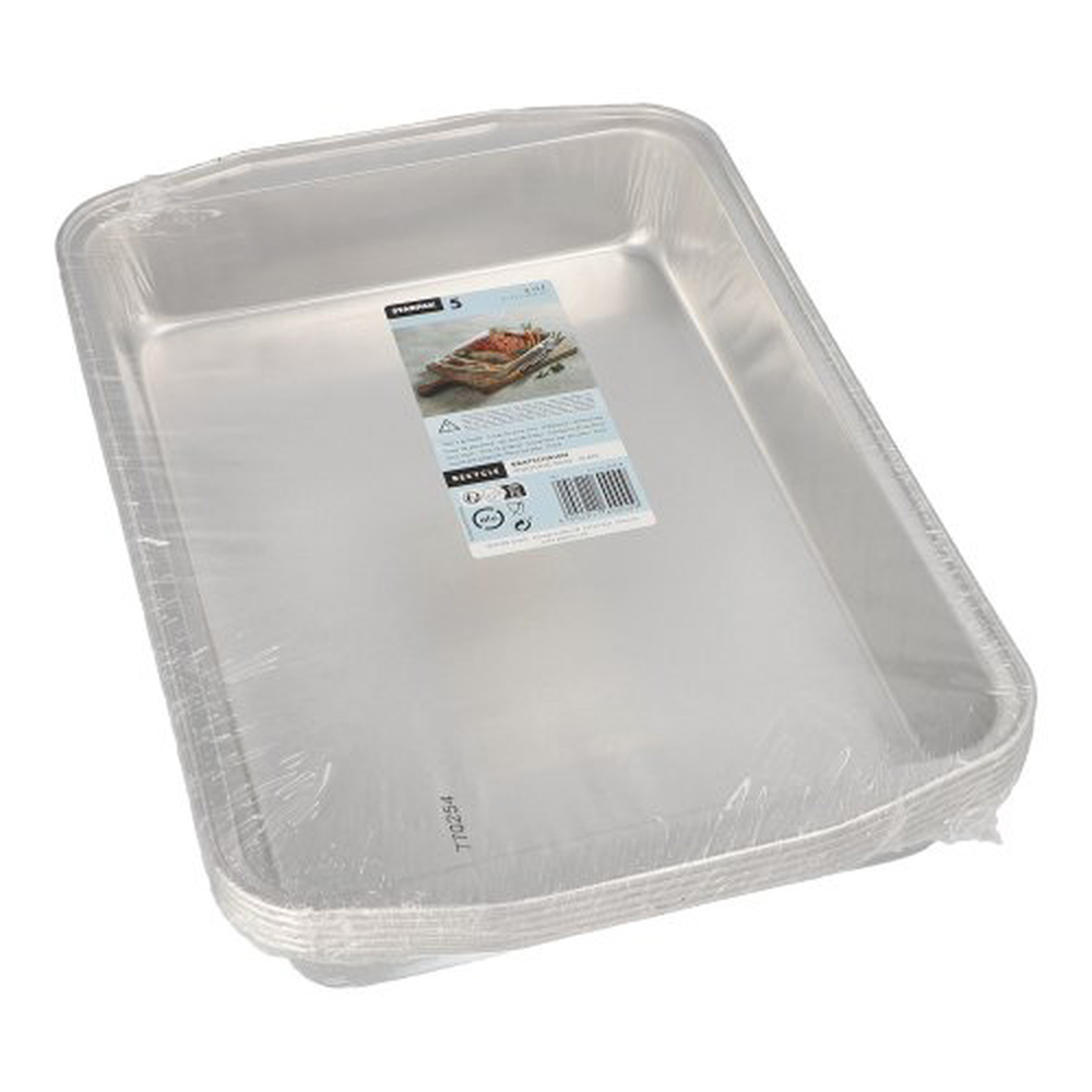 Papstar Bratschalen, Alu eckig 3,15 l 5 cm x 25 cm x 36,6 cm silber