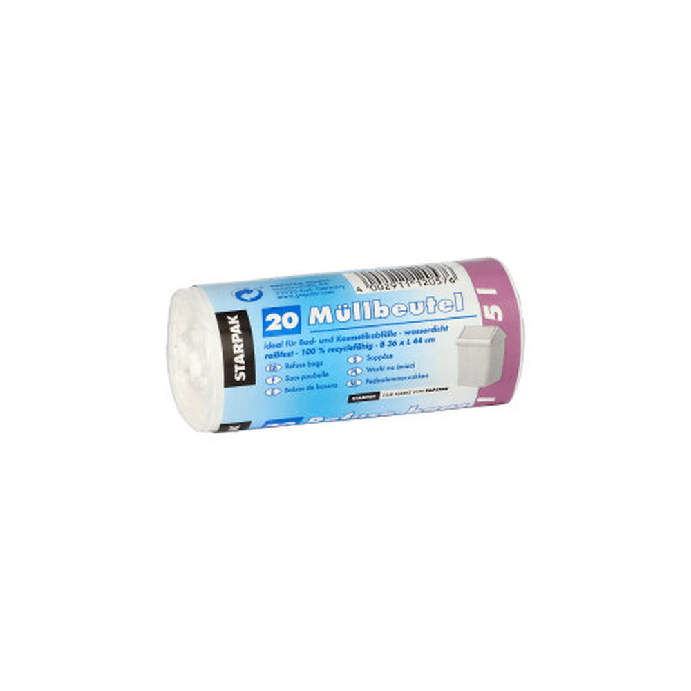 Papstar Müllbeutel, LDPE 5 l 44 cm x 36 cm weiss