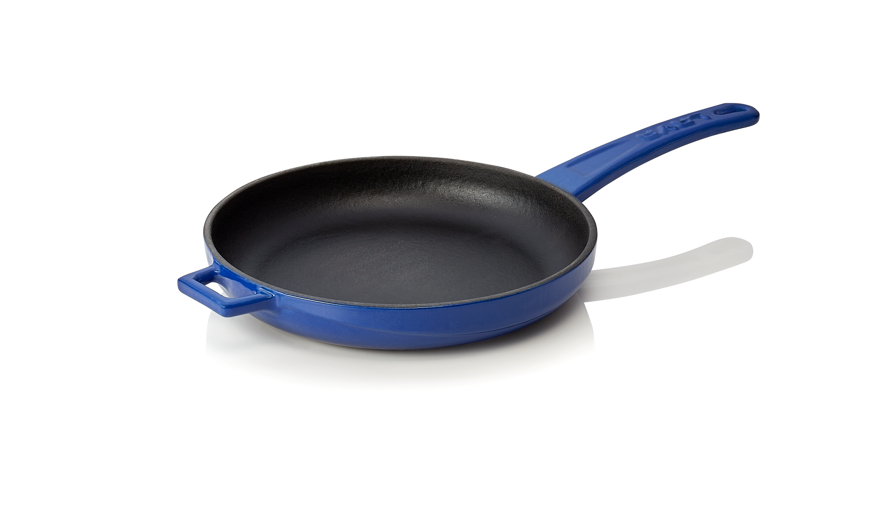 WAS Pfanne Ø oben 21 cm Höhe 3,5 cm Stiel 15,5 cm blau Gusseisen