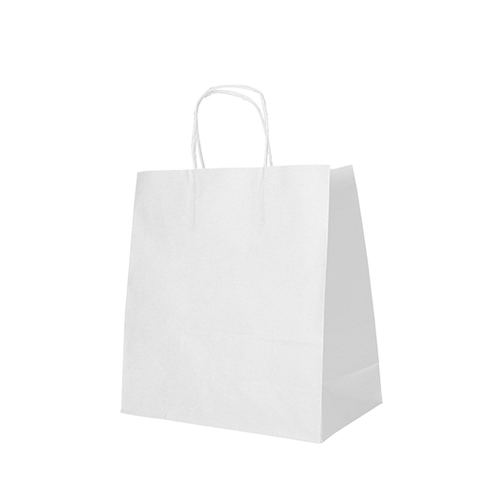 PAPSTAR Tragetaschen, Papier 27 cm x 32 cm x 17 cm weiss mit gedrehtem Trageg