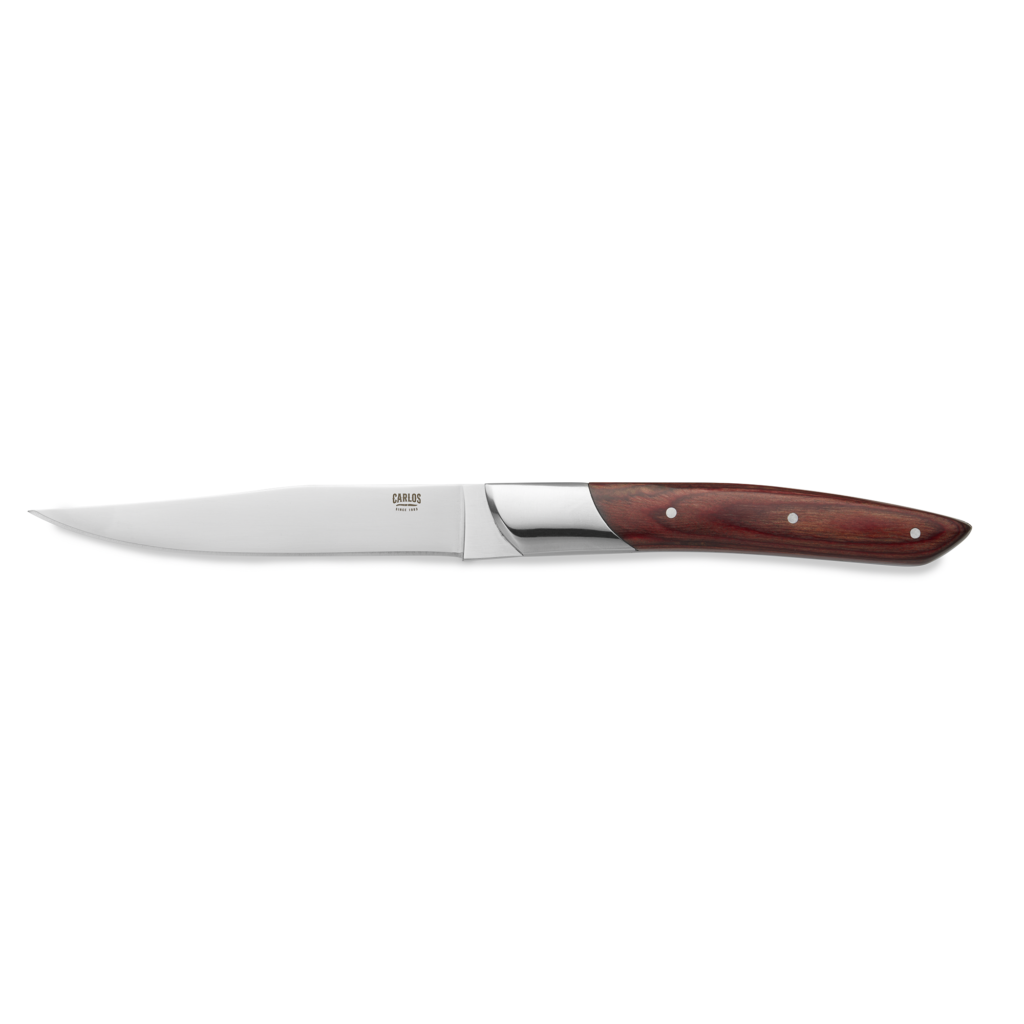 WAS Steakmesser Set CARLOS mit rotem Pakkaholzgriff, 24 cm, Set á 6 Stück, Kling