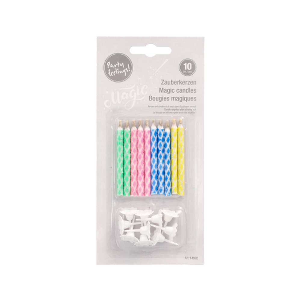 Papstar Magic-Kerzen mit Halter 6 cm farbig sortiert