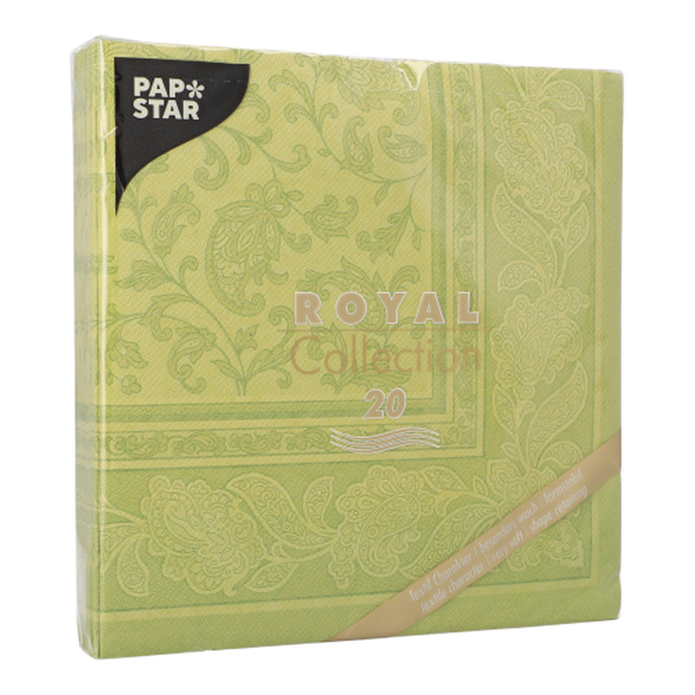 PAPSTAR Servietten ROYAL Collection 1/4-Falz 40 cm x 40 cm olivgrün Ornam