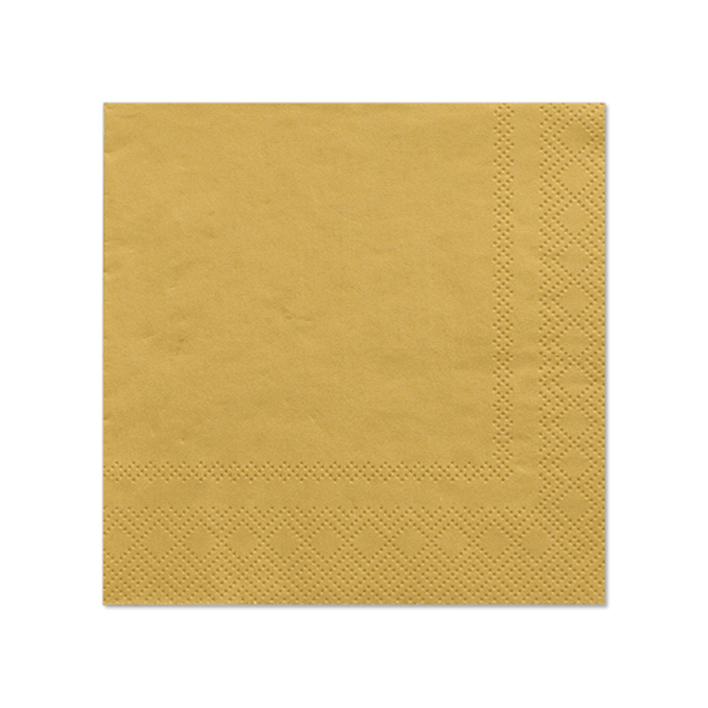 Papstar Servietten, 3-lagig 1/4-Falz 25 cm x 25 cm gold