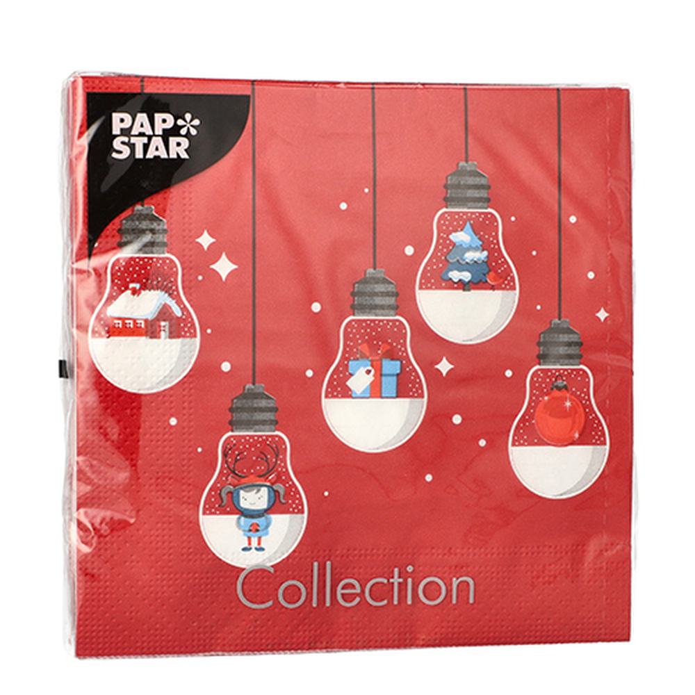 Papstar Servietten, 3-lagig 1/4-Falz 33 cm x 33 cm rot "Lighting"