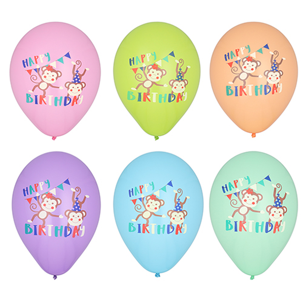 Papstar Luftballons Ø 29 cm farbig sortiert "Monkey Birthday"