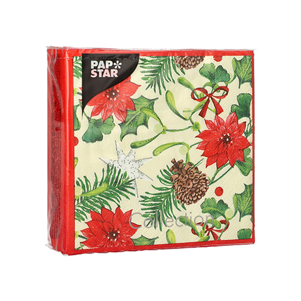 Papstar Servietten, 3-lagig 1/4-Falz 25 cm x 25 cm "Winterly"