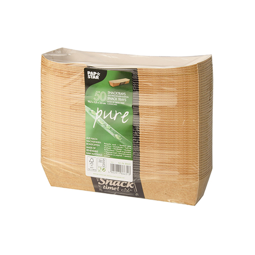 Papstar Snacktrays, Pappe "pure" 3,5 cm x 3,3 cm x 18,5 cm "Good Food"