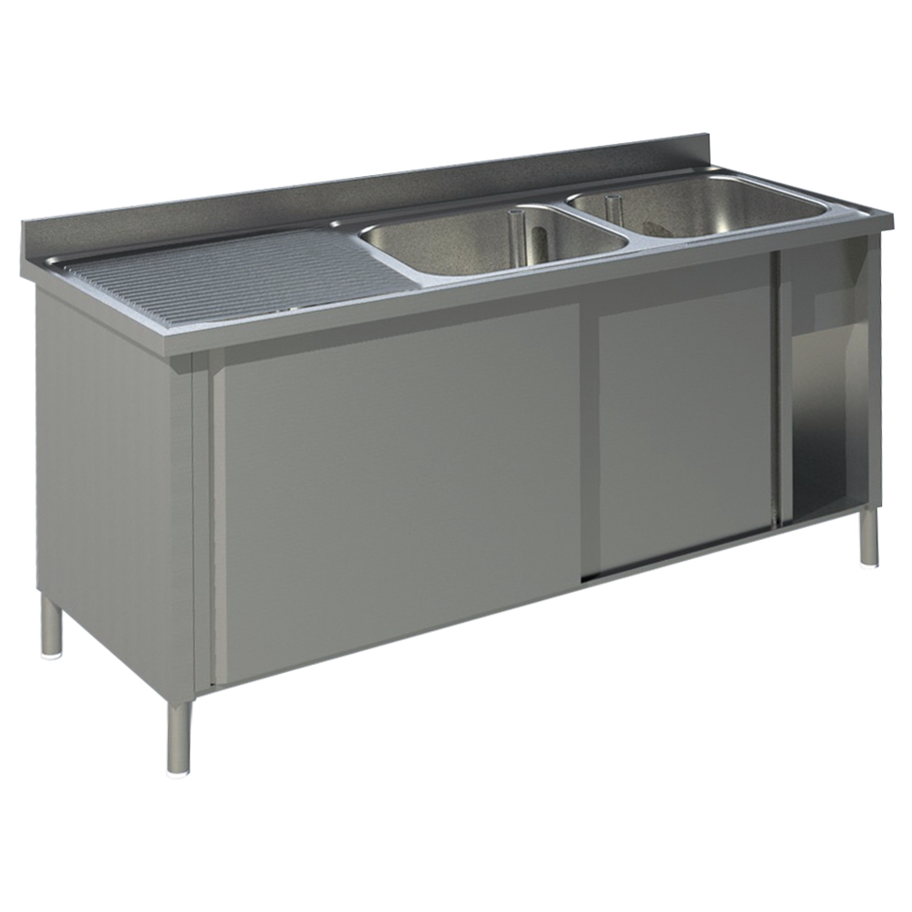 KBS Spülschrank mit Schiebetüren B 200cm - Becken rechts