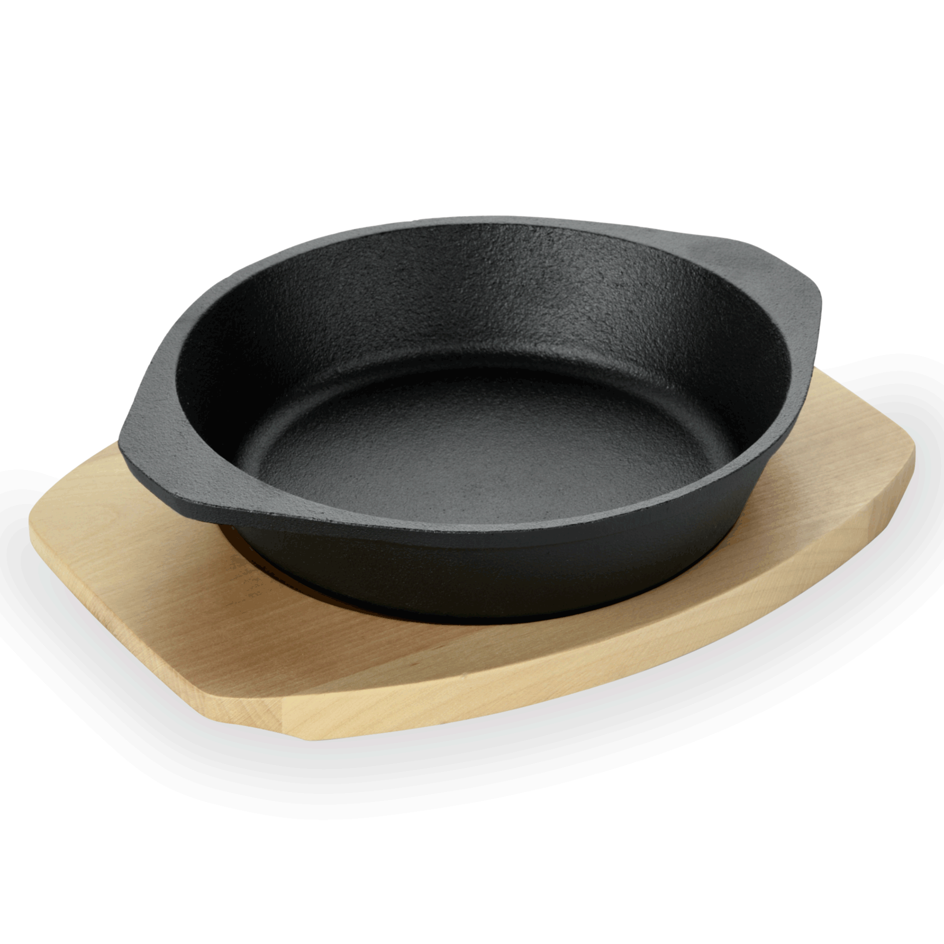 WAS Servierpfanne IRON DINING, mit Holzuntersetzer, Ø 18 cm, Höhe 4,5 cm, Gussei