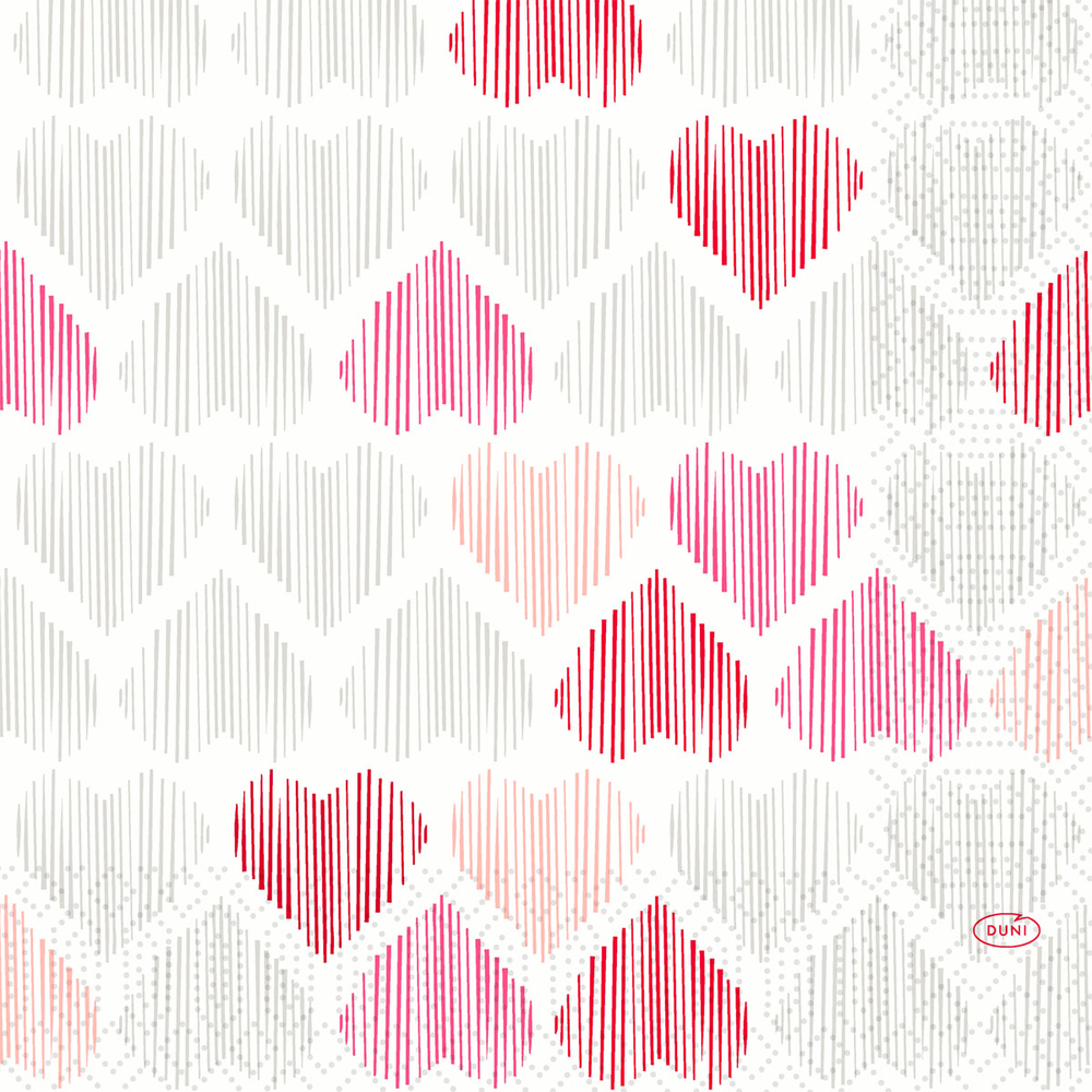 Duni Zelltuchservietten 33 x 33 cm 3-lagig 1/4 Falz Amour