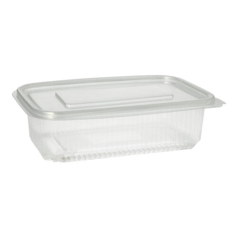 PAPSTAR Verpackungsbecher mit Klappdeckeln, PP rechteckig 750 ml 5,3 cm x 13