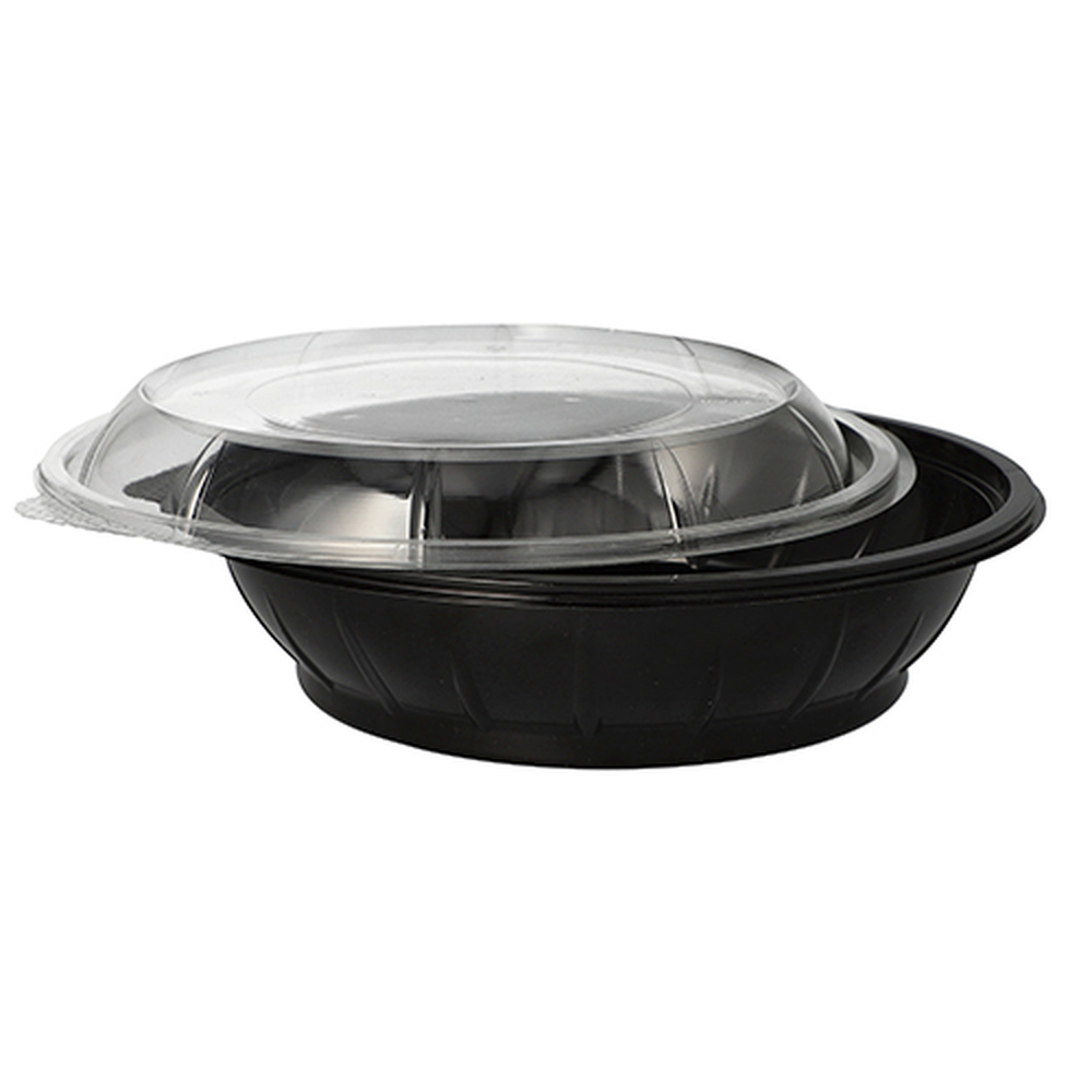 PAPSTAR Salatschalen, PET 1000 ml Ø 21,8 cm · 6 cm schwarz Snap It mit Deck