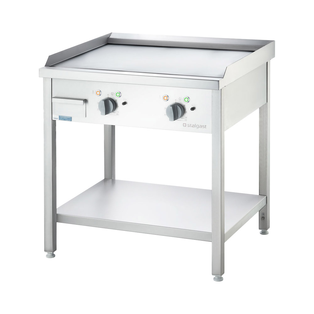 Stalgast Elektro-Griddleplatte als Standgerät - glatt, Unterbau offen, 800 x 700
