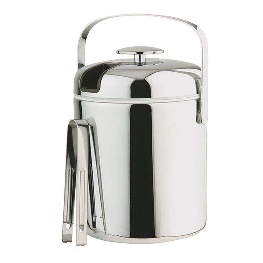 APS Eiseimer-Set mit Eiszange Ø 14 cm, H: 22 cm, 1,3 Liter , Edelstahl, PP, ABS