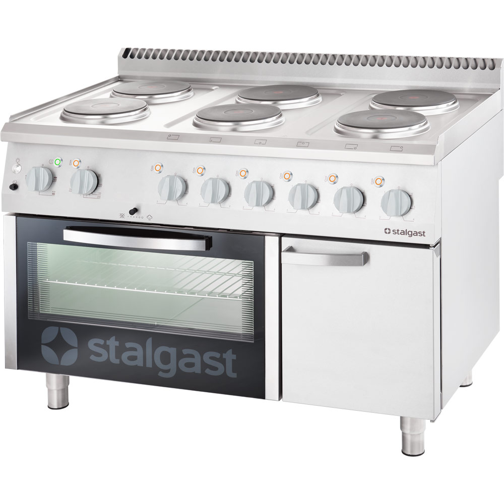 Stalgast Elektro-Herd mit 6 Kochplatten, statischem Backofen GN 2/1 und eintürig