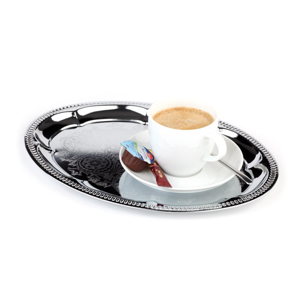 APS Serviertablett -KAFFEEHAUS- 30 x 22 cm, Metall , vernickelt und glanzverchro