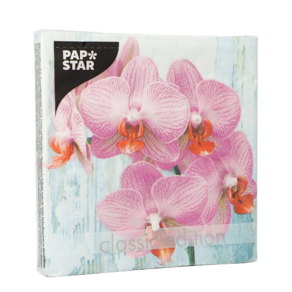 Papstar Servietten, 3-lagig 1/4-Falz 33 cm x 33 cm "Phalaenopsis"