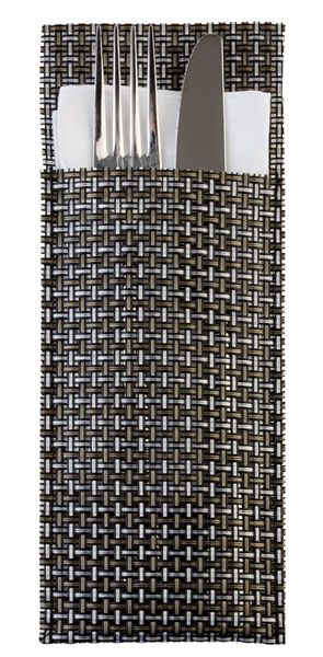 APS Servietten- und Bestecktaschen 24 x 9 cm, silbergrau , PVC, Schmalband
