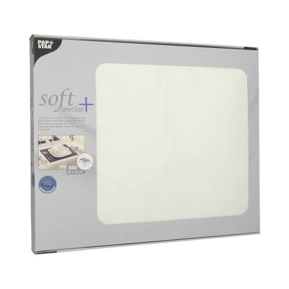 Papstar Tischsets, stoffähnlich, Vlies "soft selection plus" 30 cm x 40 cm weiss