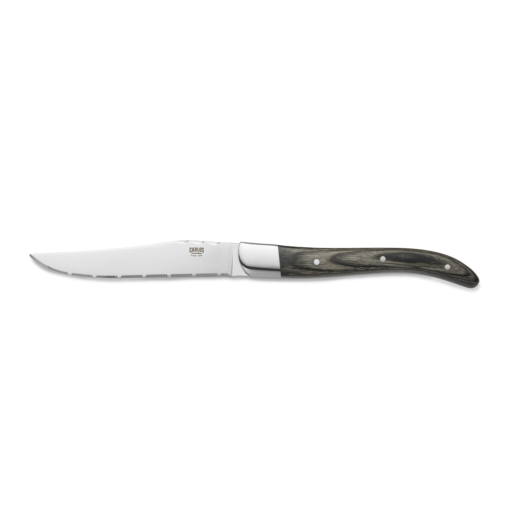 WAS Steakmesser Set CARLOS mit grauem Pakkaholzgriff, 23 cm, Set á 6 Stück, Klin