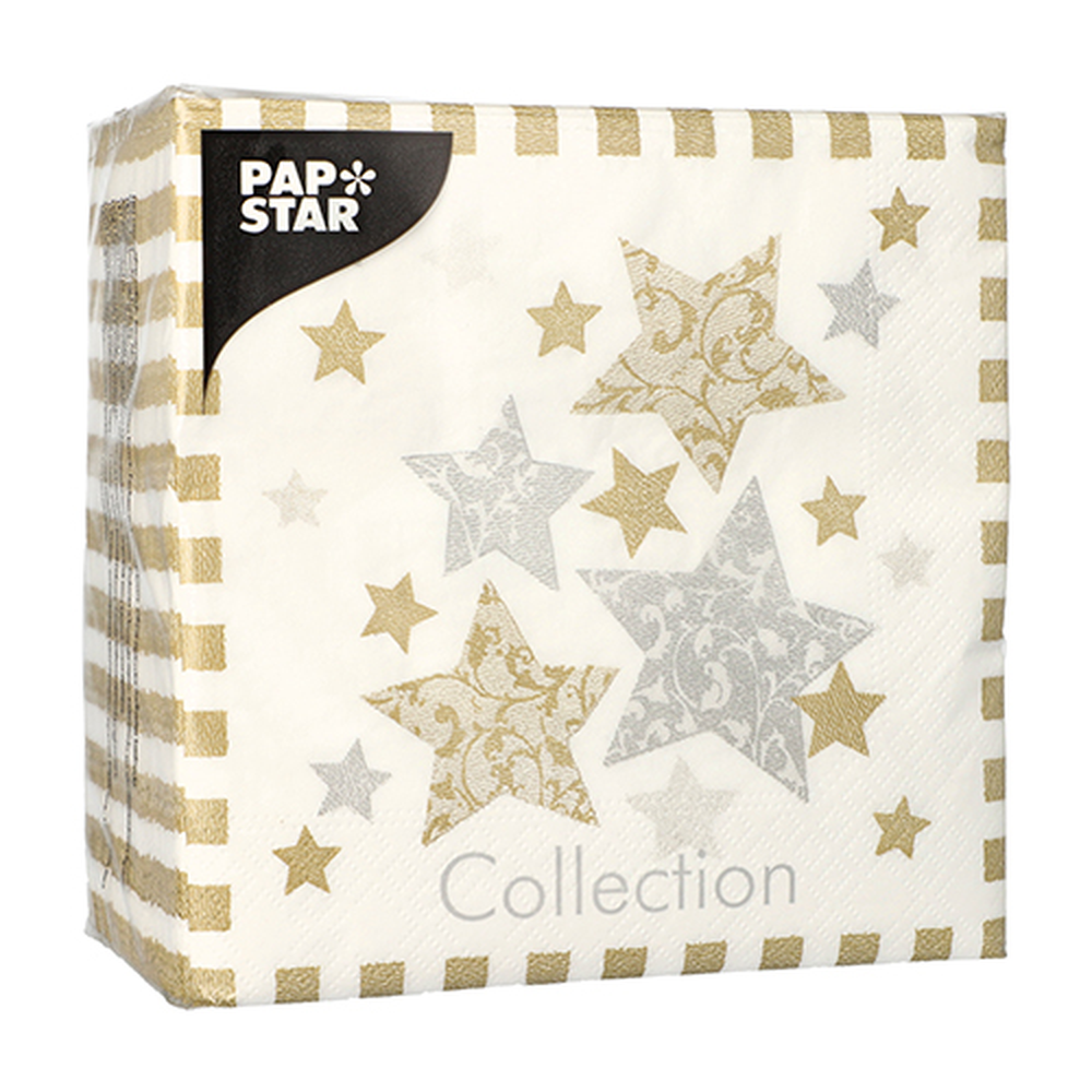 Papstar Servietten, 3-lagig 1/4-Falz 33 cm x 33 cm "Stardust"