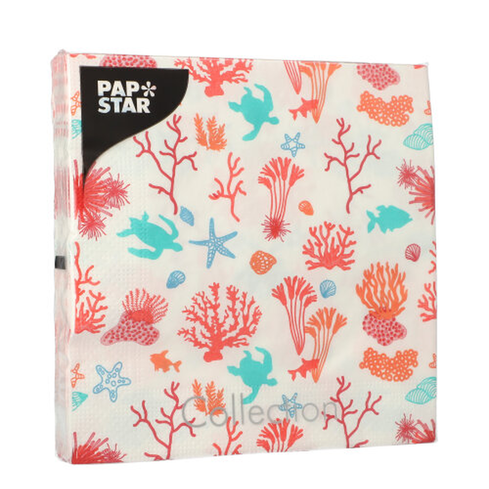 Papstar Servietten, 3-lagig 1/4-Falz 33 cm x 33 cm "Under the Sea"