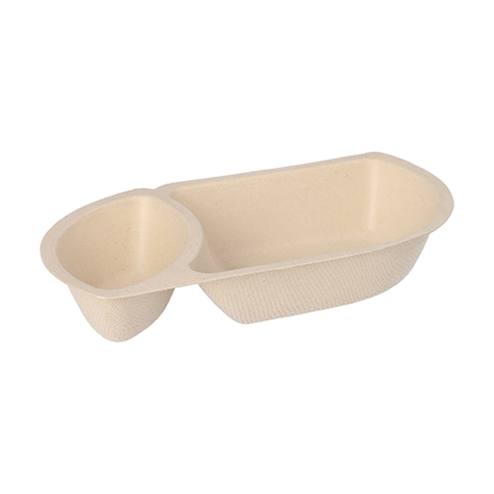 Papstar Snacktrays Zuckerrohr 2-geteilt 3,2 cm x 9,7 cm x 17,6 cm natur