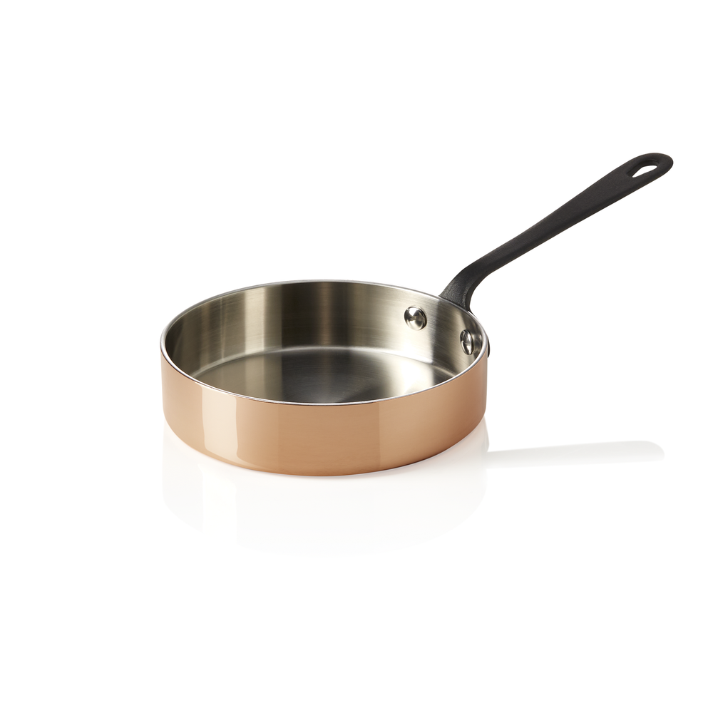 WAS Mini Servierpfanne MINI COPPER 3PLY mit schwarzem Griff, Ø 12 cm, 250 ml, Ku