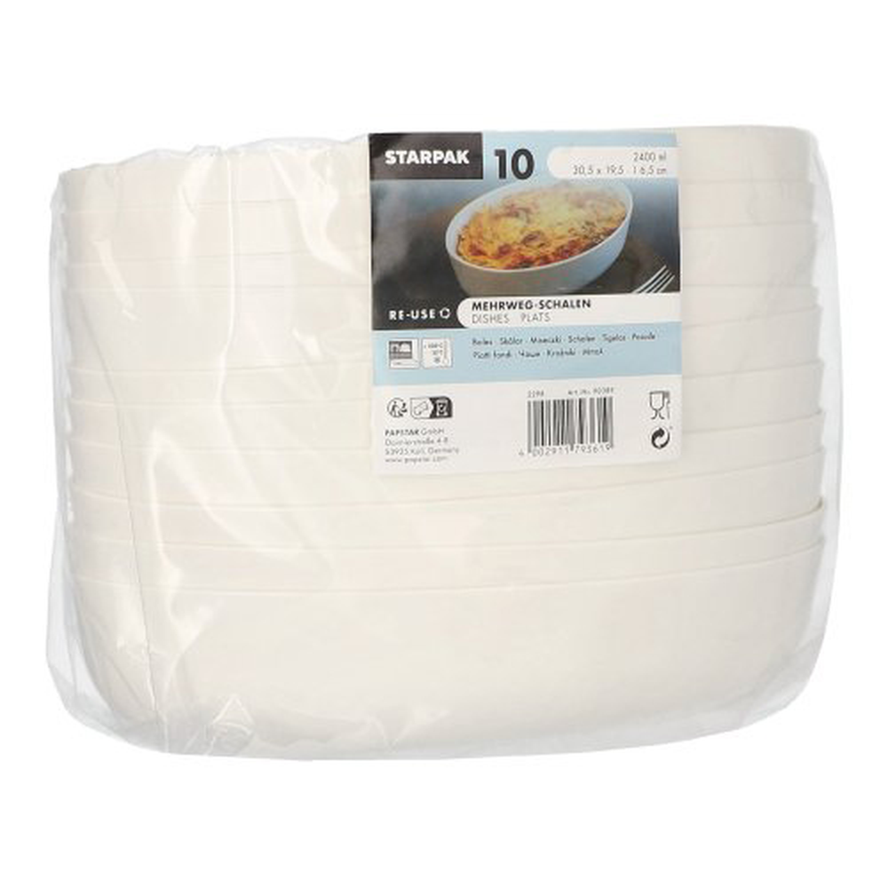 Papstar Mehrweg-Schalen oval 2400 ml 6,5 cm x 19,5 cm x 30,5 cm weiss "Cella"