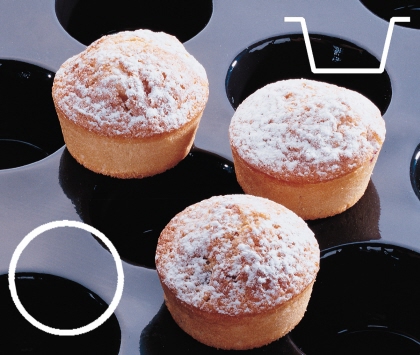 Contacto Backmatte Minimuffins 51x29 mm Flexipan, schwarz, 60 x 40 cm
