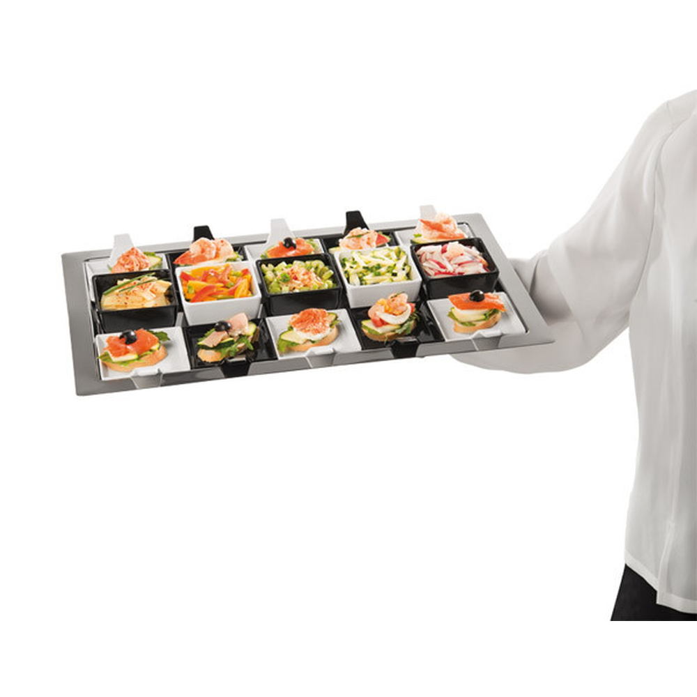 APS Fingerfood-Teller 9,5 x 9,5 cm, H: 1,5 / 3,5 cm , Melamin, schwarz