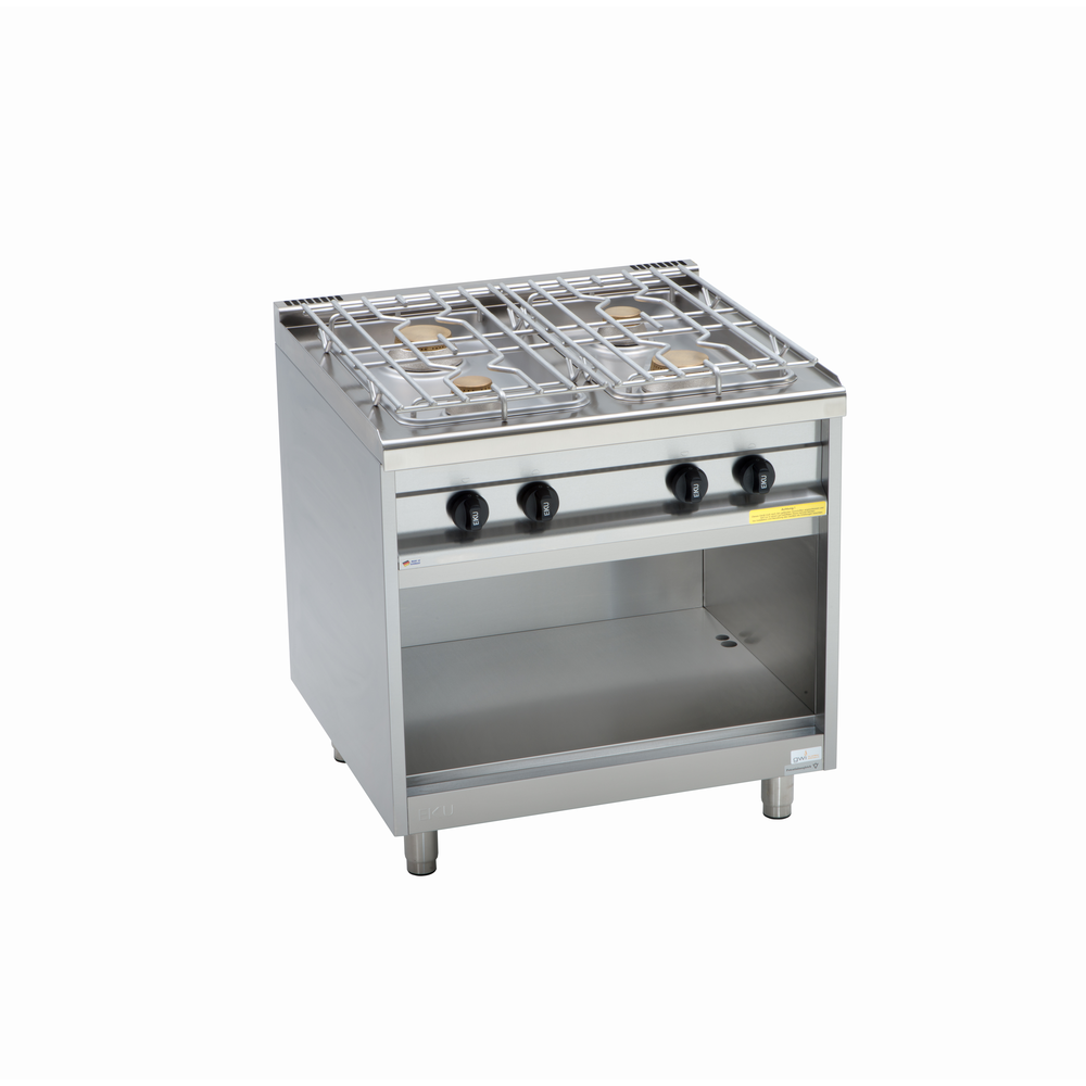 EKU Gasherd POWERBURNER 4 Kochstellen vorne und hinten offen