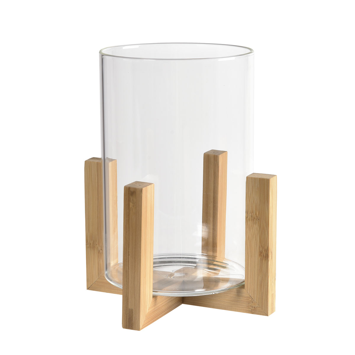 Duni Kerzenhalter für Stumpenkerzen Esme 150 x 150 x 220 mm Holz Glas