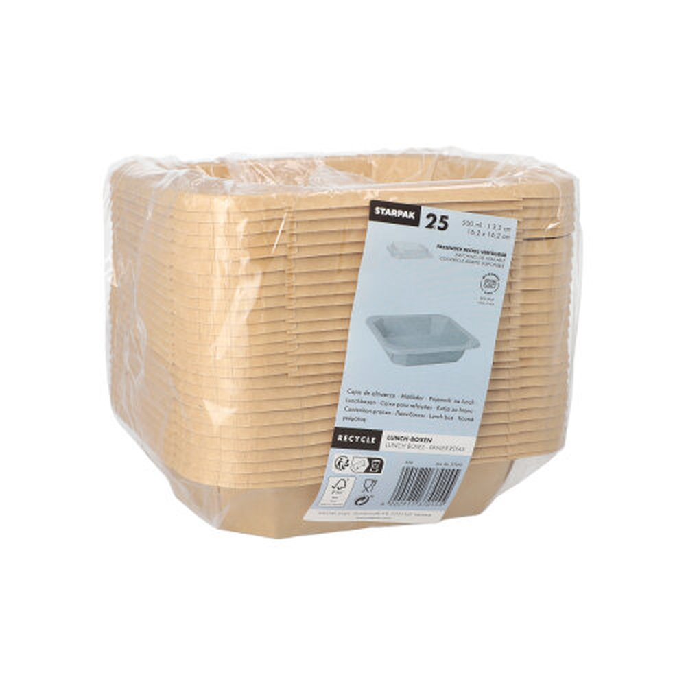 Papstar Lunchboxen, Pappe eckig 500 ml 3,3 cm x 16,2 cm x 16,2 cm braun