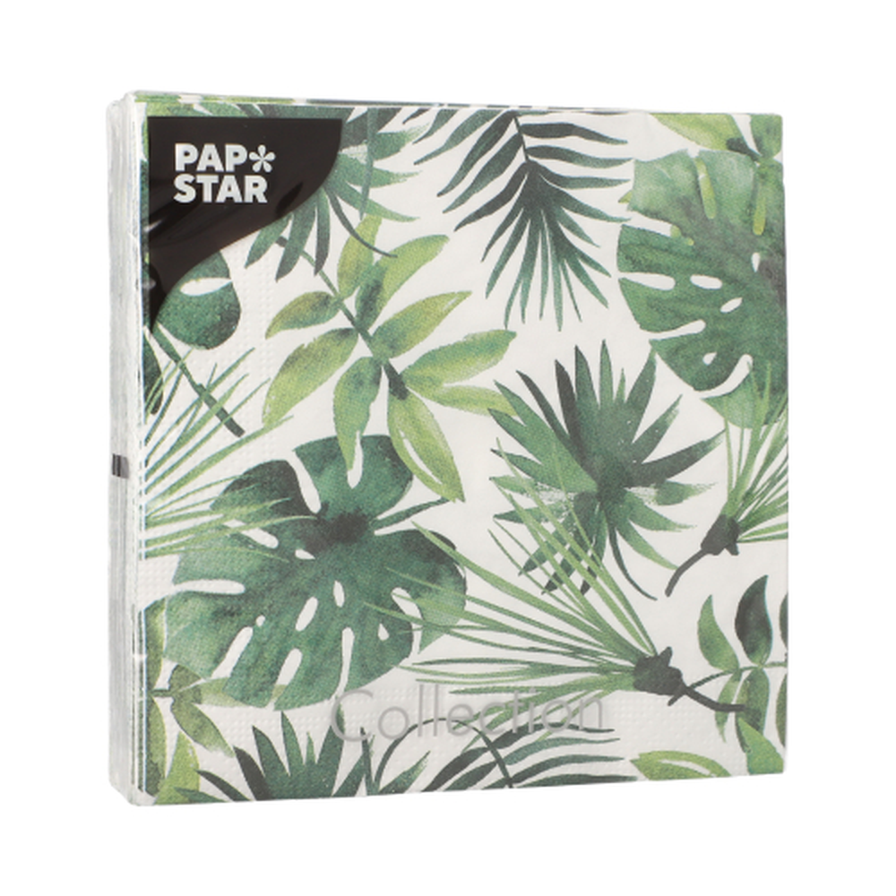 Papstar Servietten, 3-lagig 1/4-Falz 33 cm x 33 cm "Monstera"