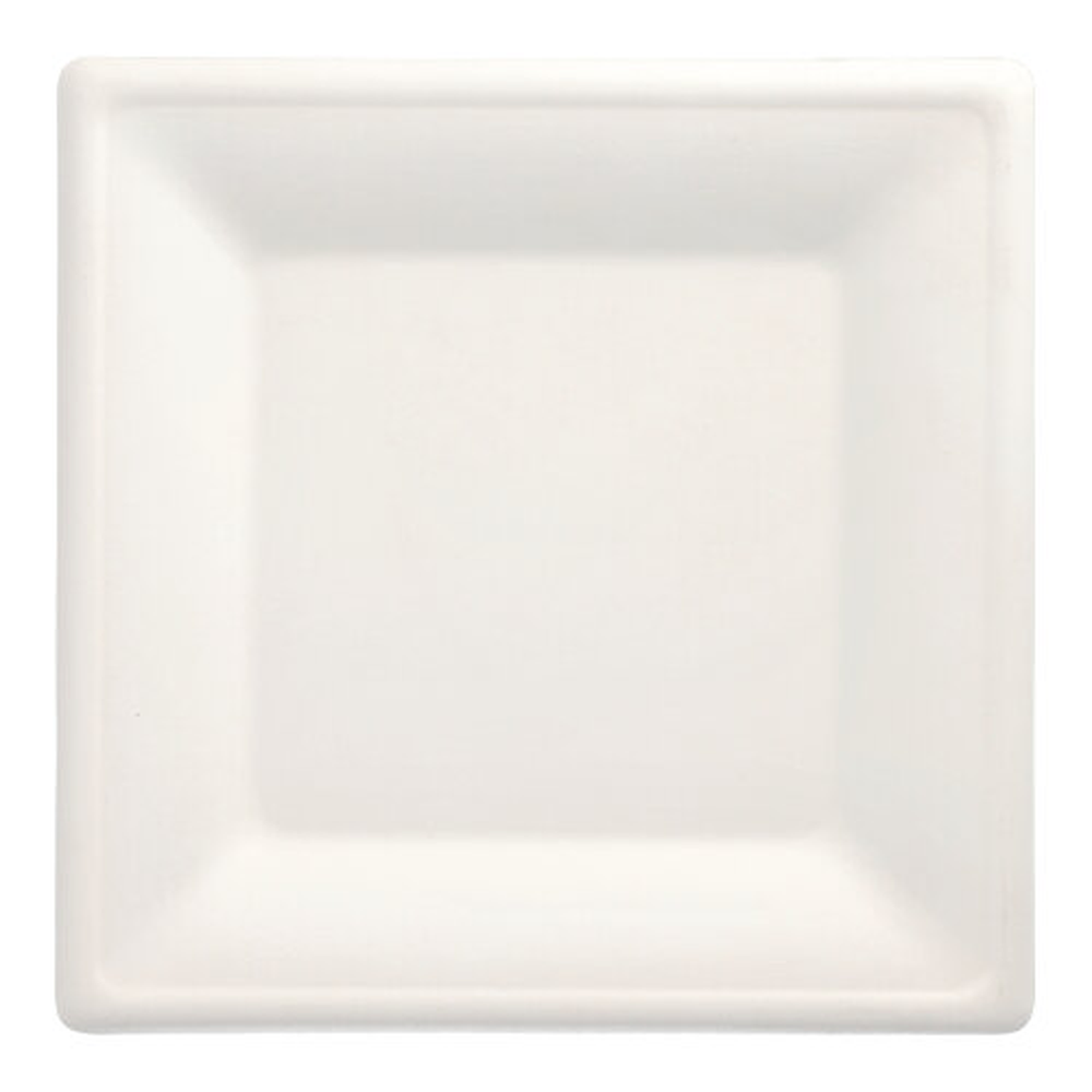 Papstar Teller, Zuckerrohr "pure" eckig 26 cm x 26 cm weiss