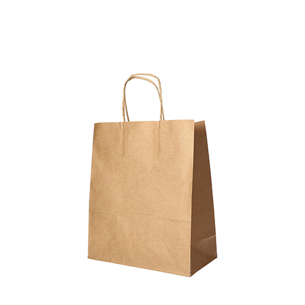 PAPSTAR Tragetaschen, Papier 28 cm x 22 cm x 10 cm braun mit gedrehtem Trageg